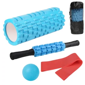 High Density EVA Yoga Foam Roller with Resistance Band, Massage Ball and Massage Bar