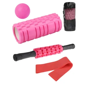 High Density EVA Yoga Foam Roller with Resistance Band and Massage Ball