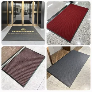 High Density Embossed Waterproof Non-Slip Dust-Removing Floor Mat Custom Logo Rectangle Doormat for Office Shop Home