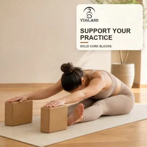 High-Density Non-Slip Cork Yoga Block with Natural Jute for Pilates and Gym Workout, Custom Logo