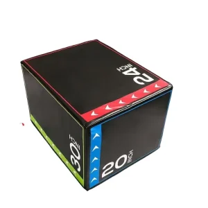 High-Density PE Foam Plyometric Jumping Box with PVC Cover, 3-in-1, 20 x 24 x 30 in