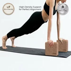 High-Density Sustainable Cork Yoga Block with Beveled Edges, Non-Slip Alignment and Posture Support for Pilates