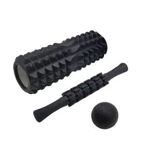 High-Density Yoga Foam Roller Set with Muscle Resistance Band and Massage Stick