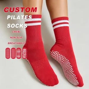 High-Elastic Pilates Socks with Silicone Grip Bottom and Customized Print for Fitness Centers