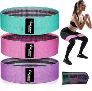 High Elasticity Exercise Band Set of 3 for Gym Fitness Glute Hip Yoga Fabric Resistance Training