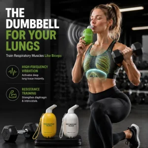 High Frequency Vibration Respiratory Muscle Trainer (EMST) Lung Dumbbell for Diaphragm Resistance Training and Fitness