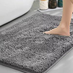 High-Pile Chenille Fast-Drying Water-Absorbent Anti-Slip Bath Rug for Bathroom, Toilet, and Entryway