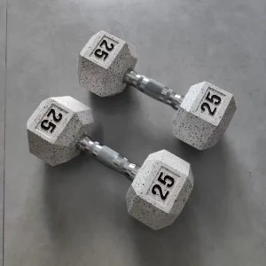High Quality Custom Gym Weight Dumbbell Set 25KG White Rubber Round Dumbbells for Commercial and Home Gym