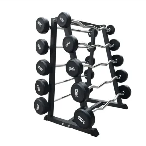 High Quality Fitness Equipment Different Weight Fixed Straight EZ Curl Rubber Barbell Bar