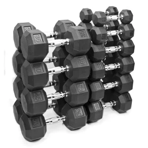 High Quality Gym Fitness Rubber Hex Dumbbell 10kg Rubber Customized Logo Hex Dumbbells for Weightlifting Exercise