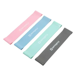 High Quality Latex Resistance Loop Exercise Bands Set of 4 Pink Blue Green Grey Non Slip Durable Home Gym Yoga Pilates