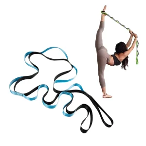 High Quality Non elastic 8 Loops Yoga Stretch Strap for Physical Therapy Pilates Dance and Gymnastics
