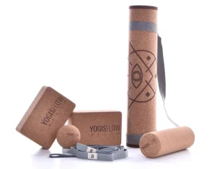 High Quality Organic Cork Yoga Set with TPE Strap, Anti-Slip, Sweat-Absorbent, 63 x 27 x 20 cm
