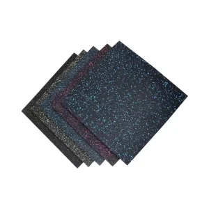 High Quality Rubber Gym Floor Shock Absorption and Sound Insulation Colorful Fleck Elastic Rubber Gym Mat 15% EPDM