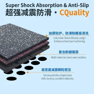 High-Resilience Waterproof Easy-Clean Non-Slip Shock-Absorbing Home Gym Fitness Exercise Heavy-Duty Rubber Floor Mat
