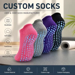 High-Stretch Spandex Nylon Cotton Non-Slip Grip-Bottom Yoga Toe Socks for Women