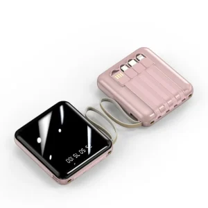 Highlight Mirror Surface Portable Power Bank 10000 MAh Fast Charging Extra Large Capacity Built in Cable Custom LOGO