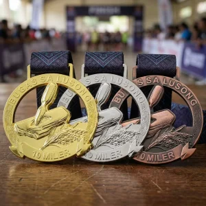 Hollow-Cut Custom Medal Set Gold Silver Bronze Plated Zinc Alloy 3D Engraved Logo 10K Rowing Running Medals