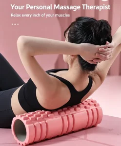 Hollow EVA Foam Yoga Roller with Spikes for Deep Tissue Massage, Pink