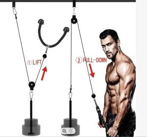 Home DIY Adjustable Triceps Training Pulley System, Black, 1.3-6 kg