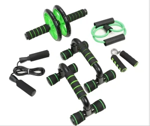 Home Exercise AB Wheel Roller Kit PVC Push Up Bar Hand Griper Jump Rope and Knee Pad Quality Home Fitness Equipment