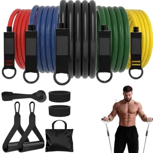 Home Exercise Gym Training Full Body Strength Training Pull Rope 5 Colors 11-Piece Resistance Bands Set