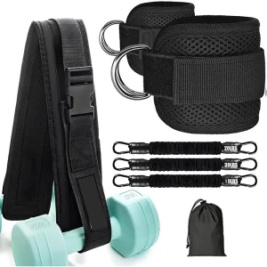 Home Exercise Latex Resistance Band Glute Training Belt Ankle Straps Kit