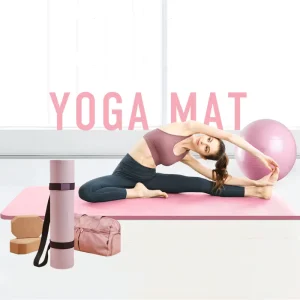 Home Exercise Yoga and Pilates Mat Kit, Hot Yoga, TPE and Cork, Double-Color, with Strap, Multiple Thickness Options