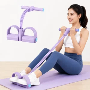 Home Fitness 4 Tube Pedal Resistance Band for Arm Leg Chest and Core Workout