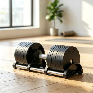 Home Fitness Adjustable Dumbbell Powder Coated Finish 4kg Base Weight Support 40kg Max Weight for Full Body Workout