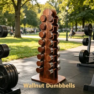 Home Fitness Equipment Commercial Grade Walnut Dumbbell Set for Gym Training Strength Training Equipment