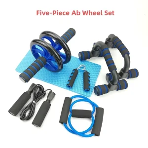 Home Fitness Exercise Set ABS Ab Wheel Roller Push-Up Stand Hand Gripper Jump Rope Muscle Strength Training Equipment