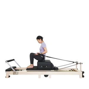 Home Foldable Pilates Machine MJD W55A Solid Maple Wood Leg Compact Pilates Reformer Bed