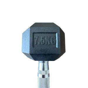 Home Gym 7.5 kg, 10 kg, 15 kg, 15 lb, and 30 lb Black Hexagonal Rubber Dumbbell Set
