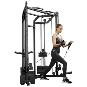 Home Gym Cable Crossover Trainer with Pull-Up Bar, Squat Rack, and Weight Stack