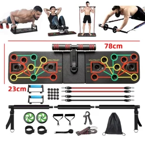 Home Gym Equipment Set with ABS Push-Up Board, Resistance Bands, and Sit-Up Stand