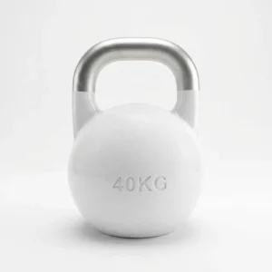 Home Gym Fitness 40 KG Competition Kettlebell Men’s Women’s Commercial White Powder Painted Fine Chrome Plated Steel Handle