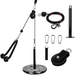 Home Gym Fitness Accessories Adjustable LAT and Lift Pulley System Triceps Pull Down Power Training Set with Pulley