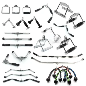 Home Gym Lat Pulldown Attachments Straight Pull Down Bar Double D Row Handle V shaped Cable Machine Attachment