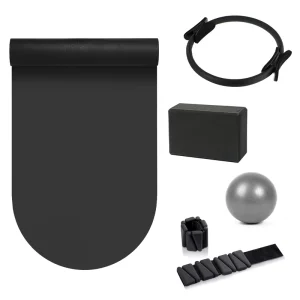 Home Gym Pilates Set with Arch PU Yoga Mat, Silicone Ankle Weights, Hand Weights, and Yoga Block