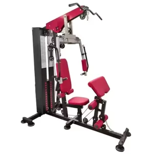 Home Gym Training Station with Weight Plates and Pulley System