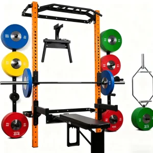 Home Gym Wall Folding Rack with Multi Grip Bar Squat Fitness Equipment for 6㎡ Home Gym