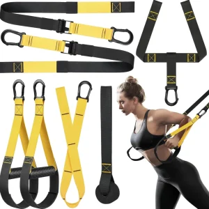 Home Gym Workout Exercise Suspension Trainer All in One Adjustable Sling Suspension Trainer Straps Set