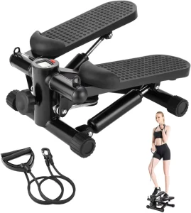Home Indoor Workout Equipment Mini Hydraulic Fitness Stepper with Resistance Band Home Workout Stair Climber