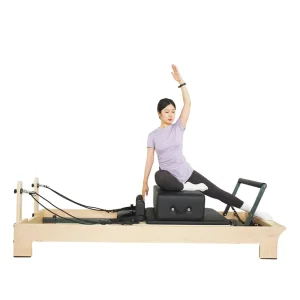 Home Pilates Reformer Compact Maple Wood Low Noise Sliding Training Bed