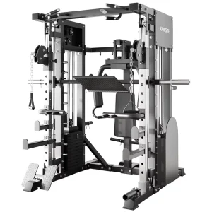 Home Smith Machine Integrated Strength Trainer with Bird Dragon Door Frame, Bench Press and Squat