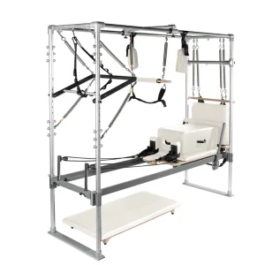 Home Studio Wood and Aluminum Pilates Reformer Machine, White