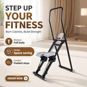 Home-Use Foldable Waist-Twisting Stair Climber with Stainless Steel and ABS Construction Black-1