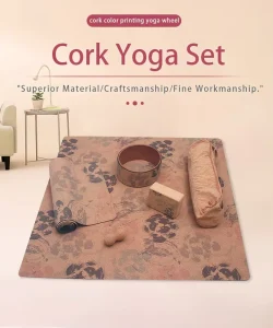 Home Workout High Quality Custom Logo Anti Slip Natural Cork Rubber Yoga Mat Set Combination Customizable Pattern