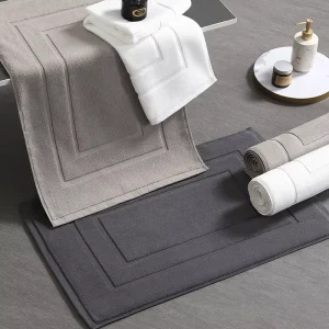 Hotel Bathroom Jacquard Floor Mat, 100% Cotton, Thickened, Absorbent, Non-Slip